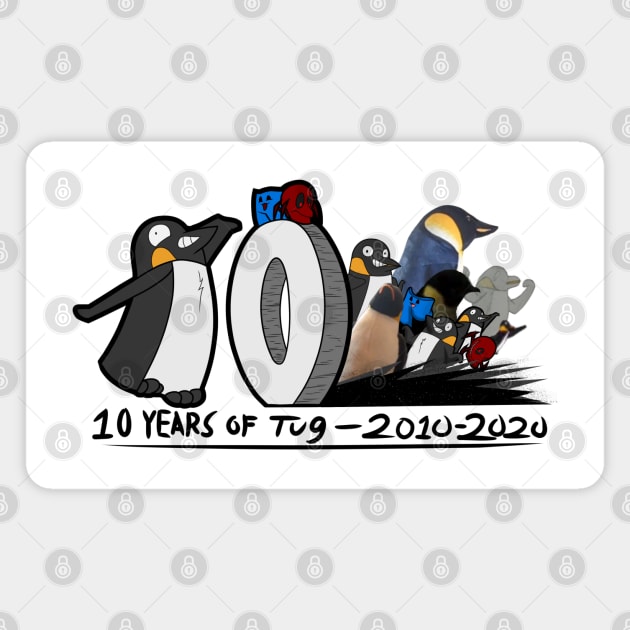 10 Years of Tug the Penguin! Magnet by CacklingPumpkins